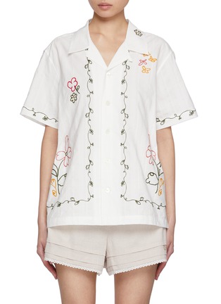 Main View - Click To Enlarge - DUNST - Graphic Open Collar Cotton Shirt