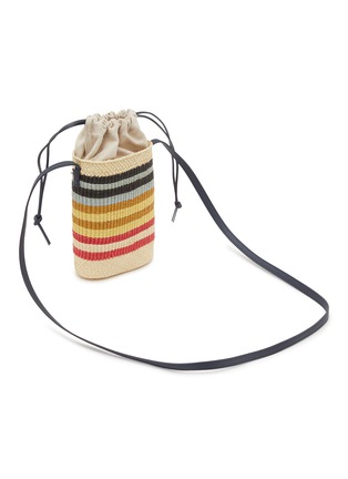 Detail View - Click To Enlarge - LOEWE - Anagram Striped Iraca Palm Canvas Crossbody Pouch
