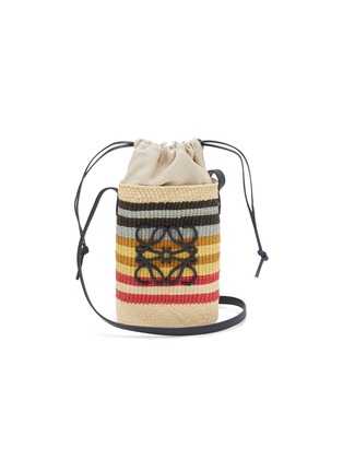Main View - Click To Enlarge - LOEWE - Anagram Striped Iraca Palm Canvas Crossbody Pouch