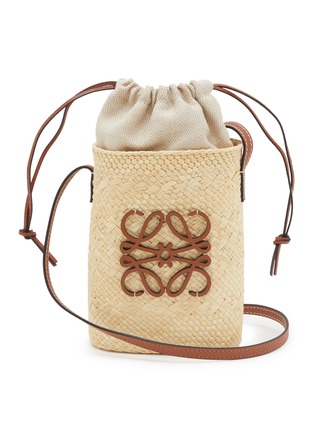 Main View - Click To Enlarge - LOEWE - Anagram Iraca Palm Canvas Crossbody Pouch