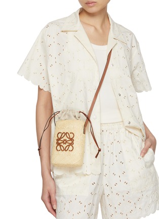 Figure View - Click To Enlarge - LOEWE - Anagram Iraca Palm Canvas Crossbody Pouch