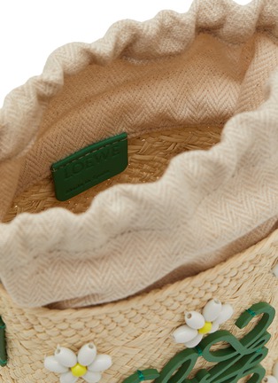 Detail View - Click To Enlarge - LOEWE - Anagram Flower Embroidered Iraca Palm Canvas Crossbody Pouch