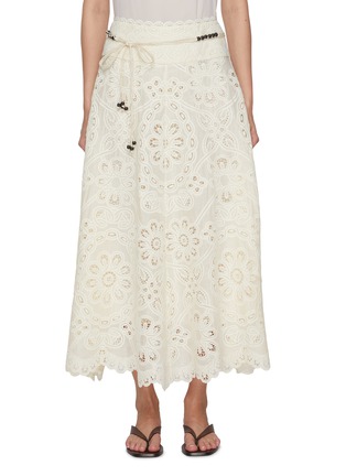 Main View - Click To Enlarge - ZIMMERMANN - Rhiannon Embroidered Cotton Skirt