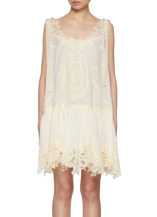 Main View - Click To Enlarge - ZIMMERMANN - Cascadian Lace Cotton Mini Dress