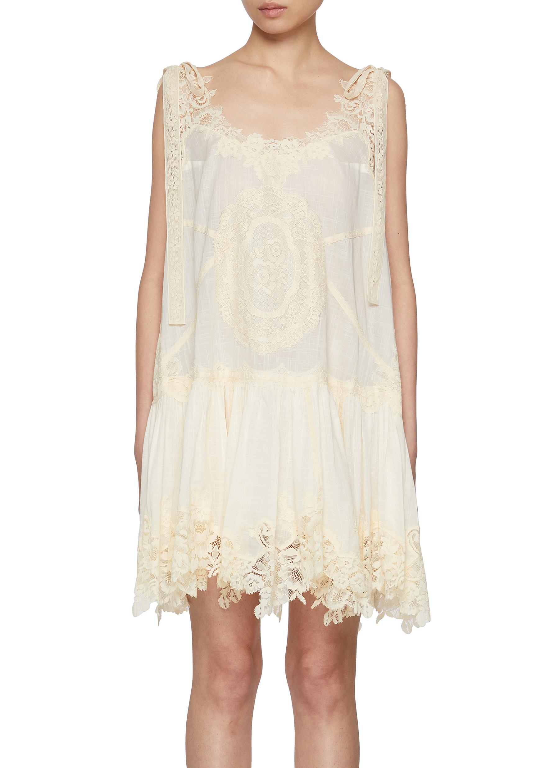 ワンピース ZIMMERMANN CASCADIAN COTTON MINI DRESS ZIMMERMANN | Cascadian Lace Cotton Mini Dress | Women | Lane