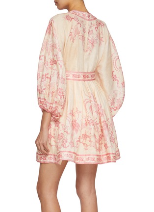 Back View - Click To Enlarge - ZIMMERMANN - Lucky Plunge Linen Mini Dress