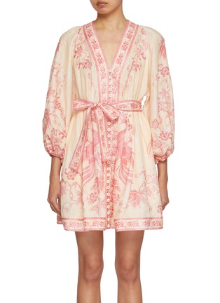 Main View - Click To Enlarge - ZIMMERMANN - Lucky Plunge Linen Mini Dress