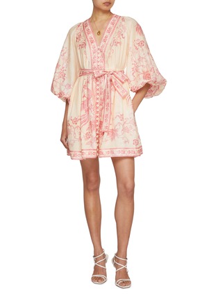 Figure View - Click To Enlarge - ZIMMERMANN - Lucky Plunge Linen Mini Dress