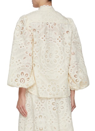 Back View - Click To Enlarge - ZIMMERMANN - Rhiannon Embroidered Cotton Blouse