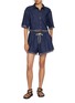 Figure View - Click To Enlarge - ZIMMERMANN - Rhiannon Drawstring Frayed Denim Shorts