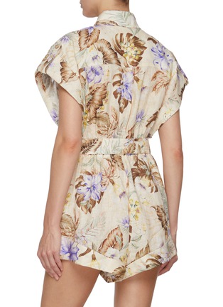Back View - Click To Enlarge - ZIMMERMANN - Coco Cuffed Linen Playsuit