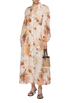 Figure View - Click To Enlarge - ZIMMERMANN - Ascension Plunge Midi Dress