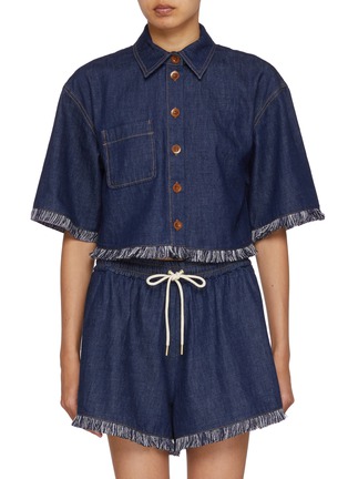 Main View - Click To Enlarge - ZIMMERMANN - Rhiannon Fringe Denim Shirt