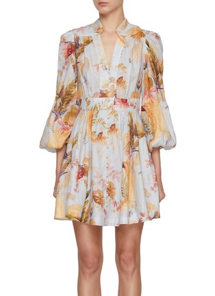 Main View - Click To Enlarge - ZIMMERMANN - Ascension Plunge Linen Mini Dress