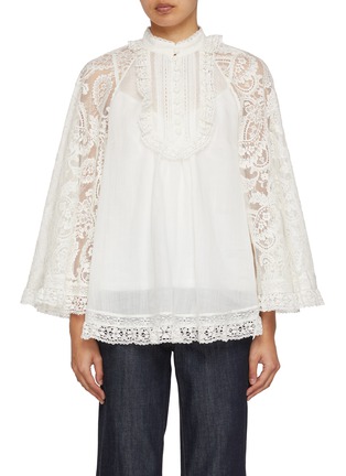 Main View - Click To Enlarge - ZIMMERMANN - Ascension Lace Yoke Blouse