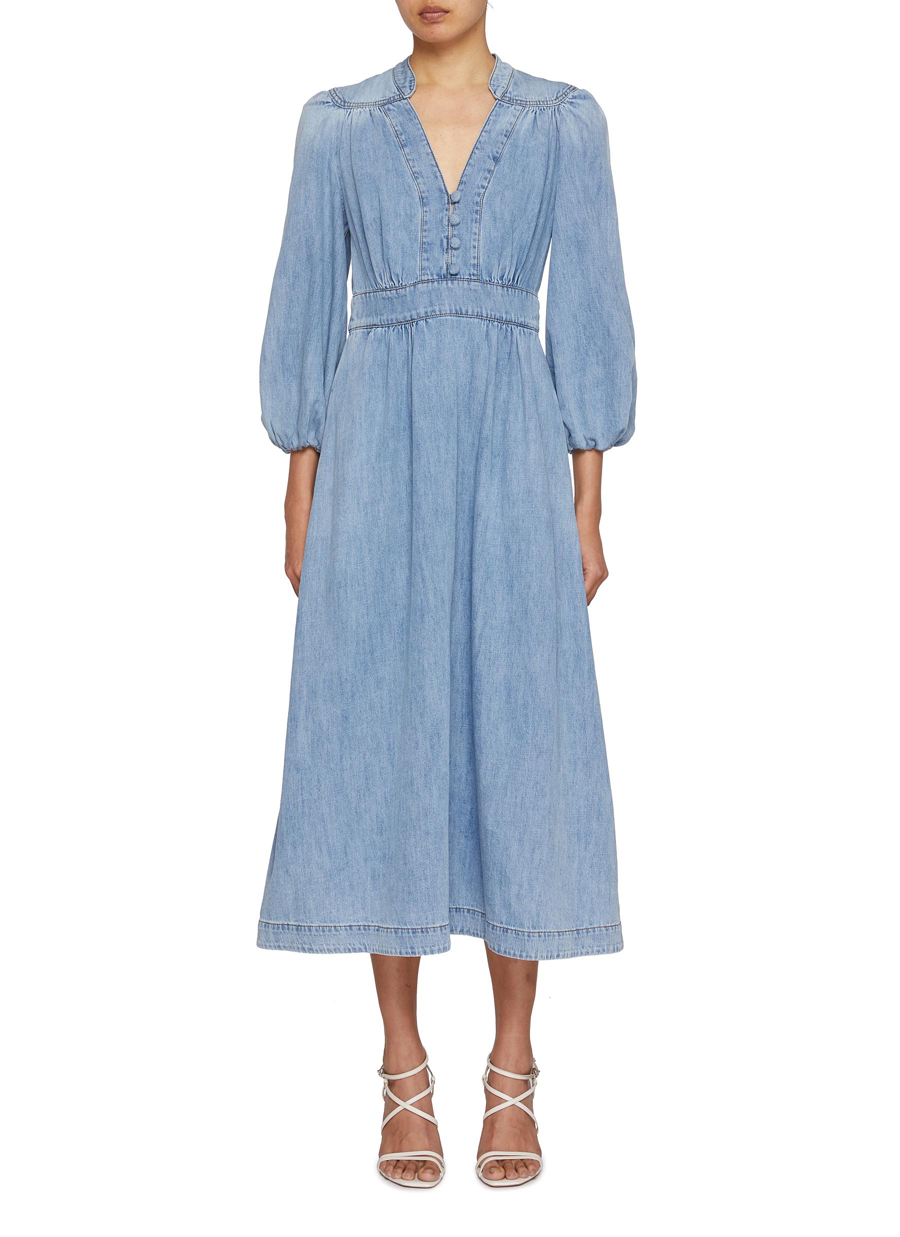 【Zimmermann】LUCKY DENIM MIDI DRESS デニム ミディドレス Zimmermann Lucky Denim Midi Dress - Skylark | Garmentory