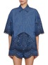 Main View - Click To Enlarge - ZIMMERMANN - Coco Embroidered Dark Wash Denim Shirt