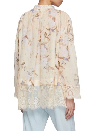 Back View - Click To Enlarge - ZIMMERMANN - Cascadian Lace Tie Neck Blouse