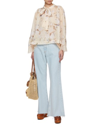 Figure View - Click To Enlarge - ZIMMERMANN - Cascadian Lace Tie Neck Blouse