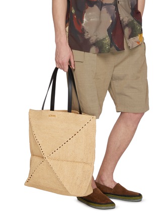 Figure View - Click To Enlarge - LOEWE - Extra Large Puzzle Fold Raffia Tote Bag