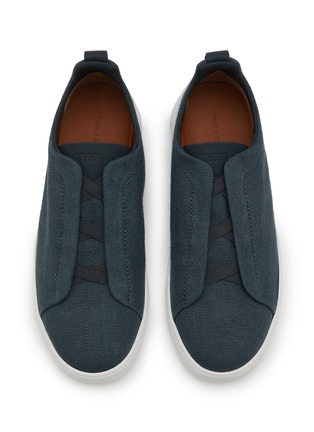 Detail View - Click To Enlarge - ERMENEGILDO ZEGNA - Triple Stitch Cotton Linen Men's Sneakers