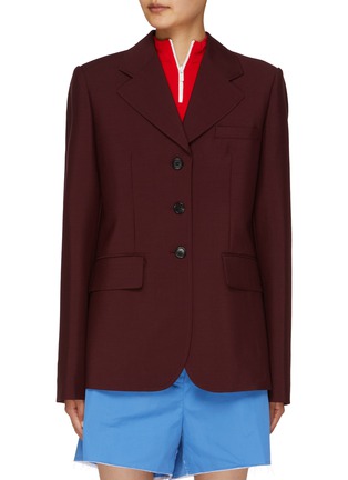 Main View - Click To Enlarge - MIU MIU - Single Breasted Mohair Wool Blazer