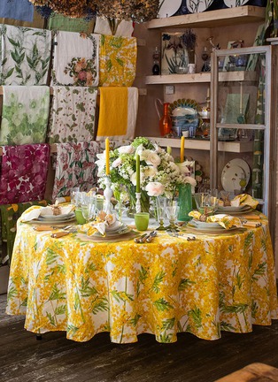 Detail View - Click To Enlarge - SUMMERILL 
BISHOP - Mimosa Round Tablecloth