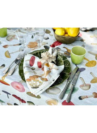 Detail View - Click To Enlarge - SUMMERILL & BISHOP - X John Derian Fungi Mushroom Linen Napkin — White