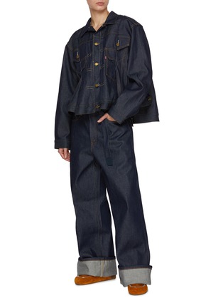 Figure View - Click To Enlarge - SACAI - x Levi's Flared Dark Wash Jacket
