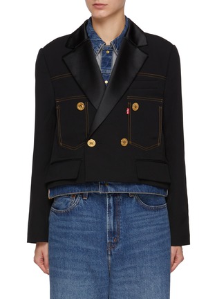 Main View - Click To Enlarge - SACAI - x Levi's Double Breasted Matelassé Twill Jacket
