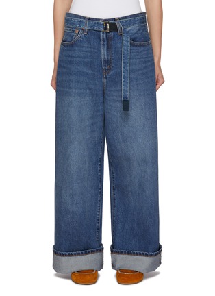 Main View - Click To Enlarge - SACAI - x Levi's Wide Leg Cuffed Medium Wash Jeans