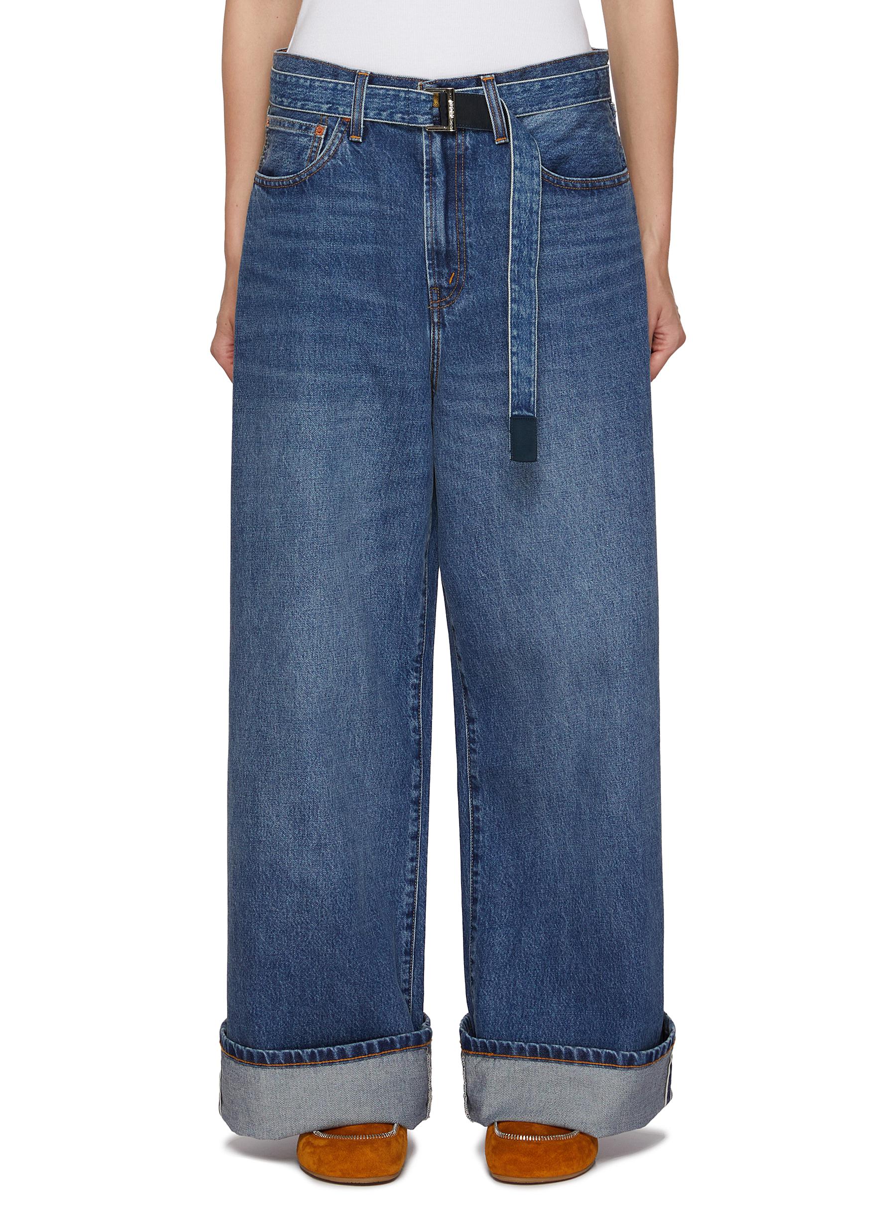 SACAI | x Levi's Wide Leg Cuffed Medium Wash Jeans | Women