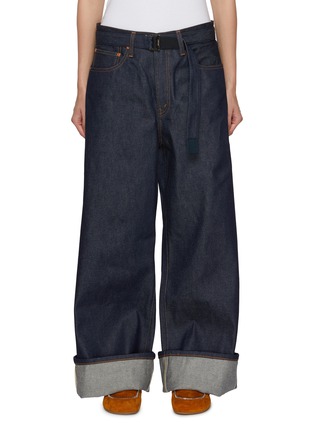 Main View - Click To Enlarge - SACAI - x Levi's Wide Leg Cuffed Dark Wash Jeans