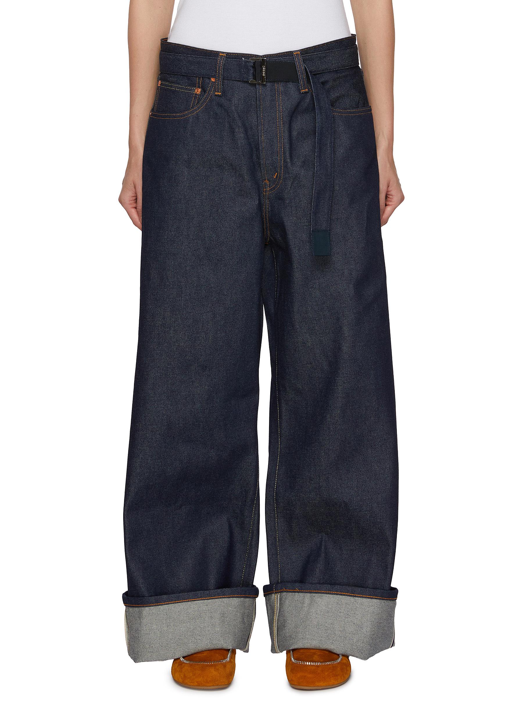 SACAI | x Levi's Wide Leg Cuffed Dark Wash Jeans | Women