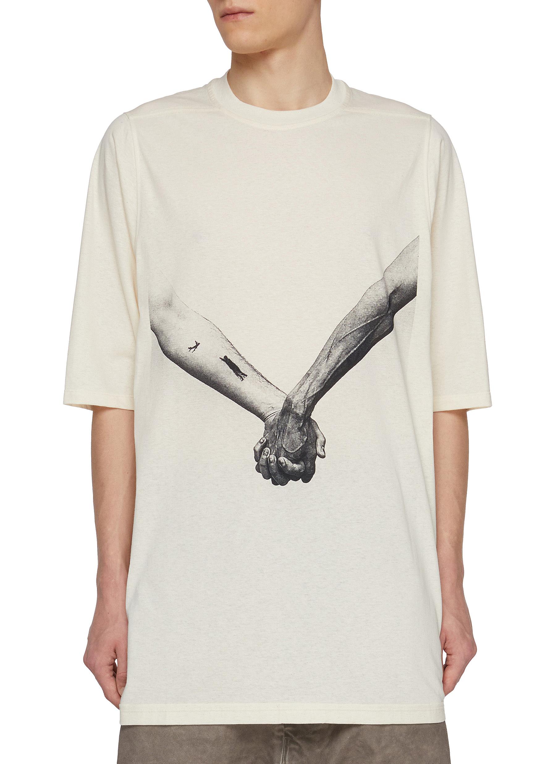RICK OWENS | Holding Hands Print Jumbo Cotton T-shirt | Men