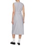 Back View - Click To Enlarge - THOM BROWNE - Tonal University Stripe Boat Neck Linen Cotton Dress