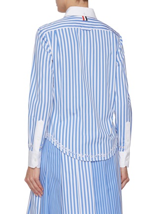 Back View - Click To Enlarge - THOM BROWNE - Awning Striped Broderie Anglaise Cotton Shirt