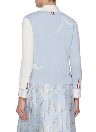 Back View - Click To Enlarge - THOM BROWNE - FunMix Feather Intarsia Pointelle Cotton Cardigan