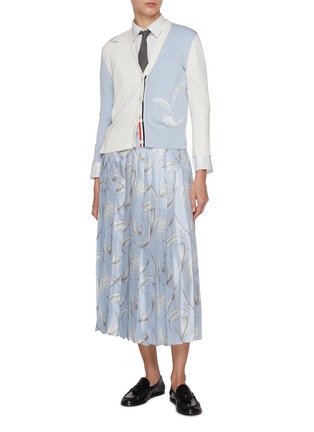Figure View - Click To Enlarge - THOM BROWNE - FunMix Feather Intarsia Pointelle Cotton Cardigan