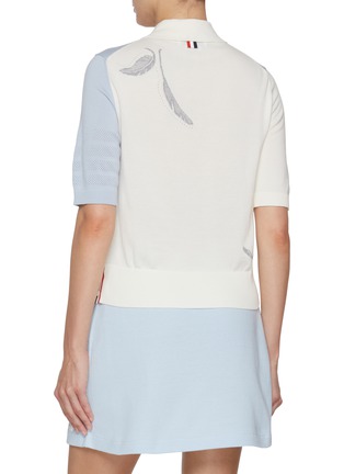 Back View - Click To Enlarge - THOM BROWNE - FunMix Feather Intarsia Cotton Polo Shirt