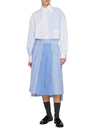 Figure View - Click To Enlarge - THOM BROWNE - FunMix Micro University Striped Poplin Shirt