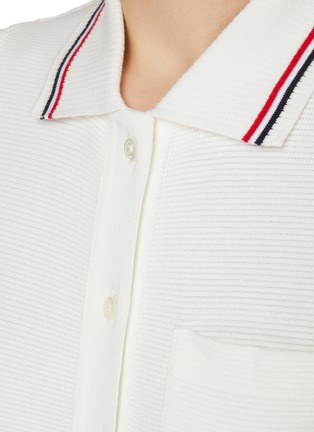  - THOM BROWNE - Sleeveless Pleated Cotton Waffle Knit Polo Dress