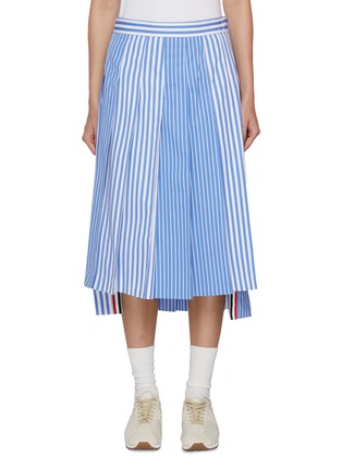 Main View - Click To Enlarge - THOM BROWNE - FunMix Awning Pleated Striped Cotton Poplin Skirt