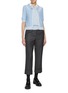 Figure View - Click To Enlarge - THOM BROWNE - Striped Double Collar Cotton Silk Linen Cardigan