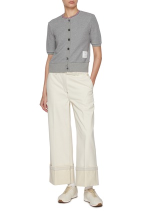 Figure View - Click To Enlarge - THOM BROWNE - Wide Leg Selvedge Denim Pants