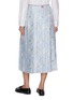 Back View - Click To Enlarge - THOM BROWNE - Feather Print Pleated Silk Skirt