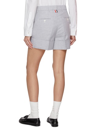 Back View - Click To Enlarge - THOM BROWNE - Tonal University Stripe Sack Linen Cotton Shorts