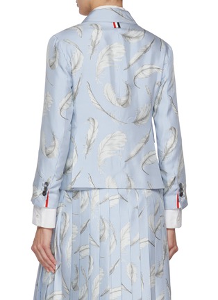 Back View - Click To Enlarge - THOM BROWNE - Single Breast Feather Print Silk Twill Unconstructed Blazer