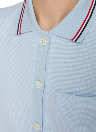  - THOM BROWNE - Sleeveless Cotton Waffle Knit Polo Shirt