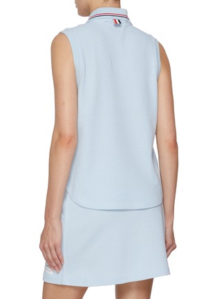 Back View - Click To Enlarge - THOM BROWNE - Sleeveless Cotton Waffle Knit Polo Shirt